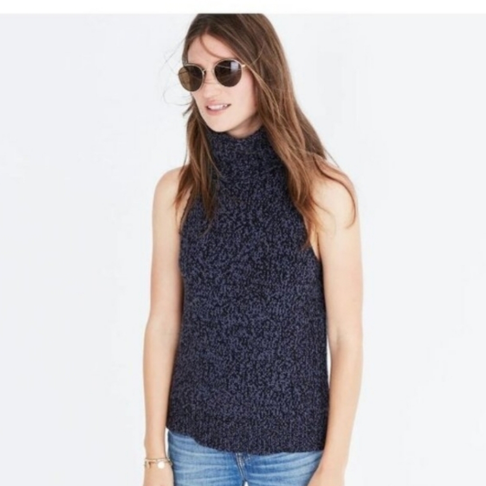 Madewell Gray Black Knit Sleeveless Turtleneck XS